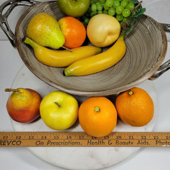 Vintage Artificial Assorted Fruit Hollow Faux Apples Banana Grapes Orange - Picture 7 of 13